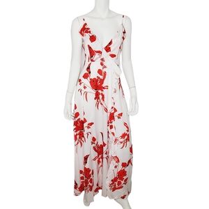 Chic Me High Slit Floral Print Ruffle Maxi Dress